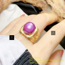 Nhẫn nam Ruby sao thiên nhiên, vàng 18k - Ảnh 3