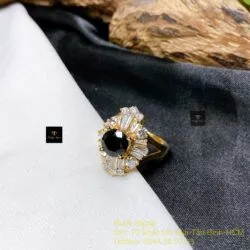 Nhẫn nữ Phỉ thuý mực dục Myanmar mài giác, vàng 18k - Ảnh 4