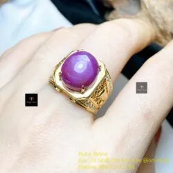 Nhẫn nam Ruby sao thiên nhiên, vàng 18k - Ảnh 5