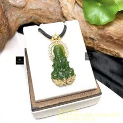 Phật Quán Thế Âm Bồ Tát ngọc bích Canada, vàng 18k - Ảnh 5