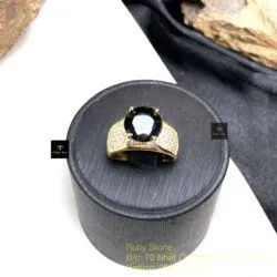 Nhẫn nữ Phỉ thuý mực dục Myanmar mài giác, vàng 18k - Ảnh 3