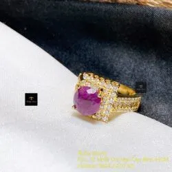 Nhẫn ruby Nam Phi mài giác 7.9 ly, vàng 18k - Hình ảnh 6