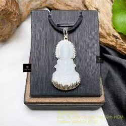 Phật Quán Thế Âm Bồ Tát ngọc cẩm thạch, bạc 925 - Ảnh 4