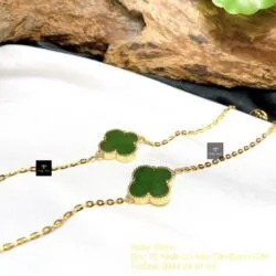 Lắc tay cỏ 4 cánh ngọc bích Canada, vàng 18k - Hình ảnh 2
