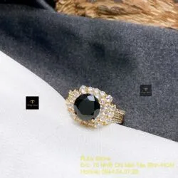 Nhẫn nữ Phỉ thuý mực dục mài giác 8,1 ly, vàng 18k - Hình ảnh 7