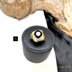 Nhẫn nữ Phỉ thuý mực dục Myanmar mài giác, vàng 18k - Ảnh 4