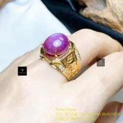 Nhẫn nam Ruby sao thiên nhiên, vàng 18k - Ảnh 4