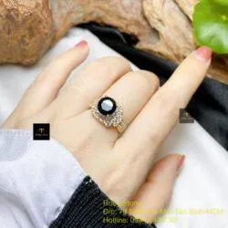 Nhẫn nữ Phỉ thuý mực dục mài giác 8,1 ly, vàng 18k