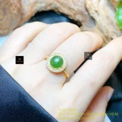 Nhẫn ngọc bích Canada xanh lá, vàng 18k - Hình ảnh 7