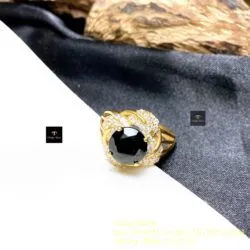 Nhẫn nữ Phỉ thuý mực dục Myanmar mài giác, vàng 18k - Ảnh 3