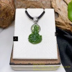 Phổ Hiền Bồ Tát ngọc bích - Phật bản mệnh tuổi Thìn - Tỵ, vàng 18k