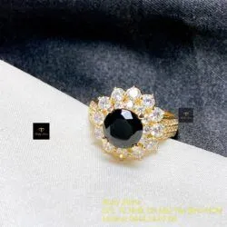 Nhẫn nữ Phỉ thuý mực dục mài giác 7,9 ly, vàng 18k - Ảnh 2