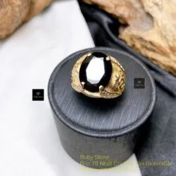 Nhẫn nam Phỉ thuý mực dục Myanmar mài giác, vàng 18k - Hình ảnh 8