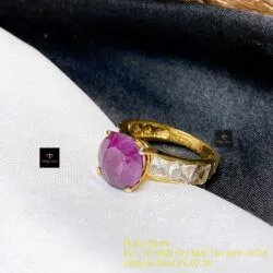 Nhẫn ruby Nam Phi mài giác 10 ly, vàng 18k - Ảnh 5