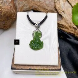 Phổ Hiền Bồ Tát ngọc bích - Phật bản mệnh tuổi Thìn - Tỵ, vàng 18k - Hình ảnh 4