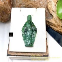 Mặt dây Đức mẹ Maria ngọc cẩm thạch sơn thuỷ, KT 46mm - Ảnh 5