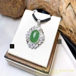 Mặt dây Phỉ thuý xanh lý táo Myanmar, vàng 18k - Hình ảnh 5