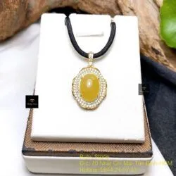 Mặt dây ngọc Phỉ thúy hoàng phỉ, vàng 18k - Hình ảnh 5