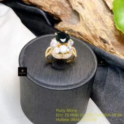 Nhẫn nữ Phỉ thuý mực dục mài giác 8,1 ly, vàng 18k - Hình ảnh 4