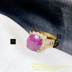 Nhẫn ruby Nam Phi mài giác 10 ly, vàng 18k - Ảnh 6