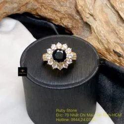 Nhẫn nữ Phỉ thuý mực dục mài giác 7,9 ly, vàng 18k - Ảnh 4