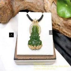 Phật Quán Thế Âm Bồ Tát ngọc bích Canada, vàng 18k