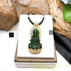 Phật Quán Thế Âm Bồ Tát ngọc bích Canada, vàng 18k - Ảnh 3