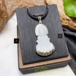 Phật Quán Thế Âm Bồ Tát ngọc cẩm thạch, bạc 925 - Ảnh 5