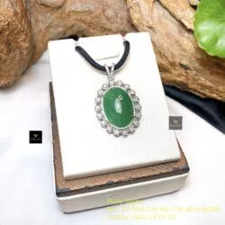 Mặt dây Phỉ thuý xanh lý táo Myanmar, vàng 18k - Hình ảnh 4