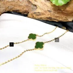 Lắc tay cỏ 4 cánh ngọc bích Canada, vàng 18k - Hình ảnh 3