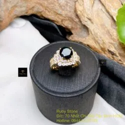 Nhẫn nữ Phỉ thuý mực dục mài giác 8,1 ly, vàng 18k - Hình ảnh 4