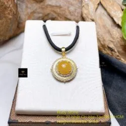 Mặt dây ngọc Phỉ thúy hoàng phỉ, vàng 18k - Hình ảnh 2