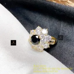 Nhẫn nữ Phỉ thuý mực dục mài giác 7,1 ly, vàng 18k - Hình ảnh 6