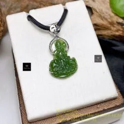Phổ Hiền Bồ Tát ngọc bích - Phật bản mệnh tuổi Thìn - Tỵ, vàng 18k - Hình ảnh 2