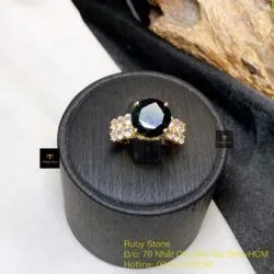 Nhẫn nữ Phỉ thuý mực dục mài giác 10 ly, vàng 18k - Hình ảnh 5