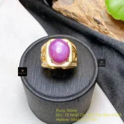 Nhẫn nam Ruby sao thiên nhiên, vàng 18k - Ảnh 7