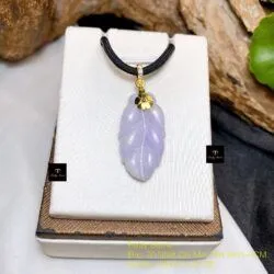 Mặt dây Chiếc lá ngọc Tử la lan, móc vàng 18k - Hình ảnh 5