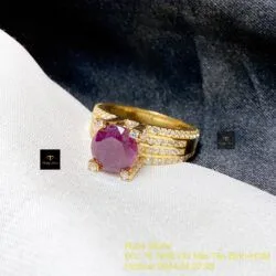 Nhẫn ruby Nam Phi mài giác 8,5 ly, vàng 18k - Ảnh 8