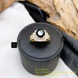Nhẫn nữ Phỉ thuý mực dục mài giác 8,1 ly, vàng 18k - Hình ảnh 5