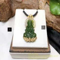 Phật Quán Thế Âm Bồ Tát ngọc bích Canada, vàng 18k - Ảnh 2