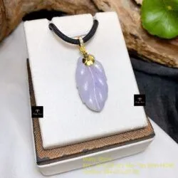 Mặt dây Chiếc lá ngọc Tử la lan, móc vàng 18k - Hình ảnh 6