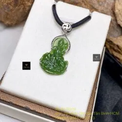 Phổ Hiền Bồ Tát ngọc bích - Phật bản mệnh tuổi Thìn - Tỵ, vàng 18k - Hình ảnh 3