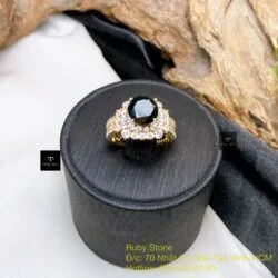 Nhẫn nữ Phỉ thuý mực dục mài giác 8,1 ly, vàng 18k - Hình ảnh 6