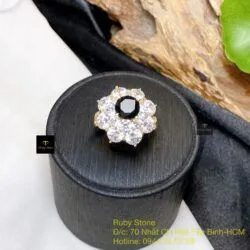 Nhẫn nữ Phỉ thuý mực dục mài giác 7,1 ly, vàng 18k - Hình ảnh 4
