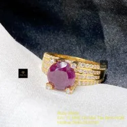 Nhẫn ruby Nam Phi mài giác 8,5 ly, vàng 18k - Ảnh 7