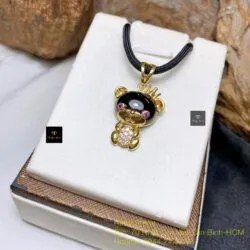 Mặt dây chuyền Phỉ thuý mực dục Myanmar, vàng 18k - Hình ảnh 3