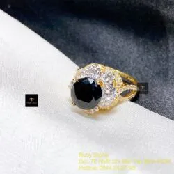 Nhẫn nữ Phỉ thuý mực dục mài giác 8,1 ly, vàng 18k - Hình ảnh 6
