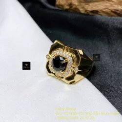 Nhẫn nam ngọc Phỉ thuý mực dục Myanmar, vàng 18k - Hình ảnh 5