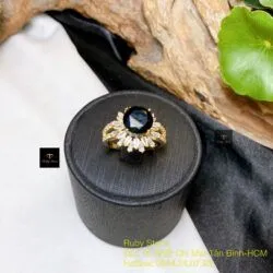 Nhẫn nữ Phỉ thuý mực dục mài giác 9,1 ly, vàng 18k - Ảnh 2
