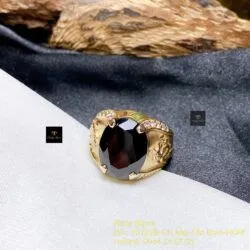Nhẫn nam Phỉ thuý mực dục Myanmar mài giác, vàng 18k - Hình ảnh 5